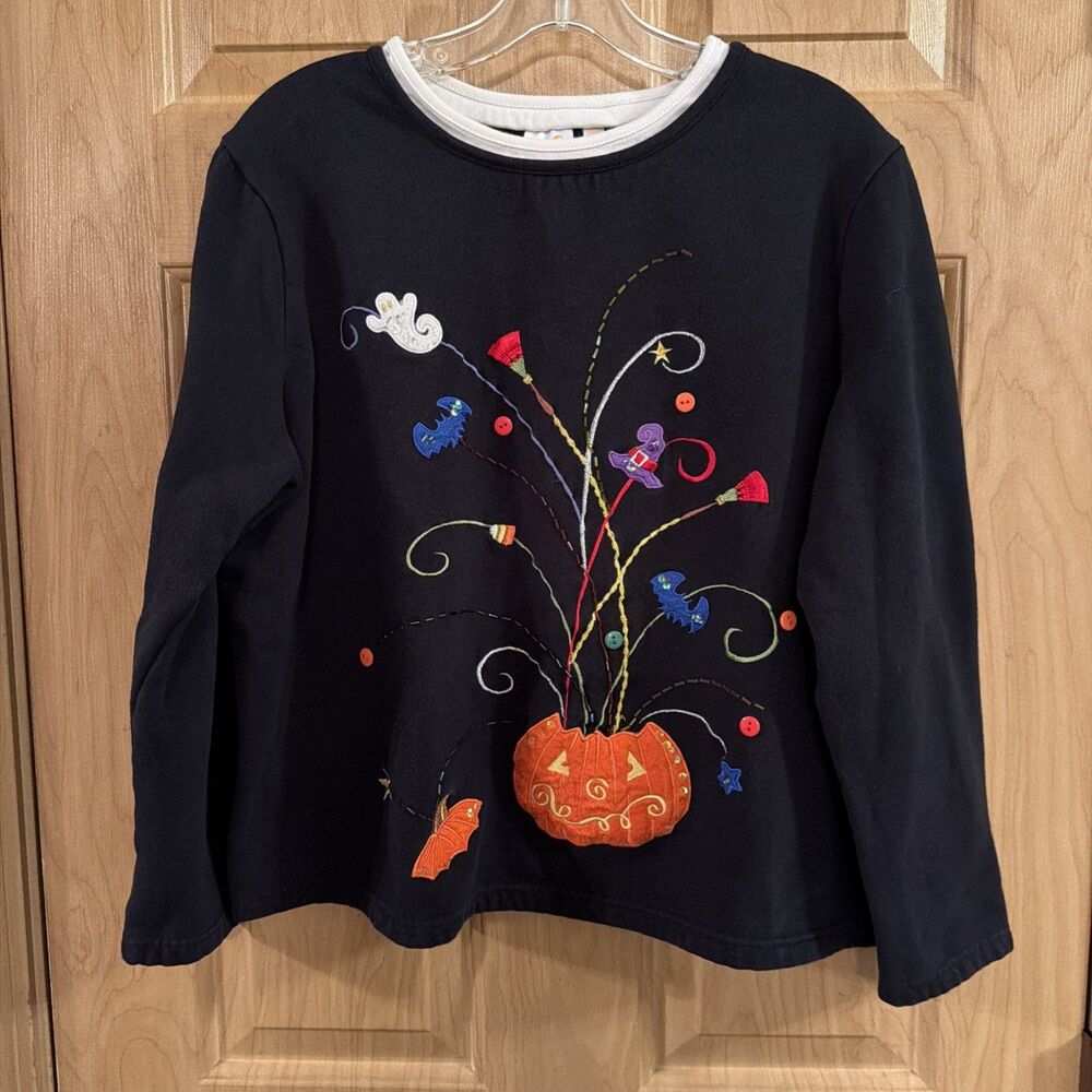 Women’s White Stag Halloween Jack O’Lantern Sweatshirt Crewneck Cropped. Size XL